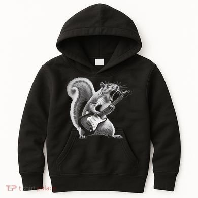 Squirrel Playing Guitar Rock And Roll Kids Hoodie