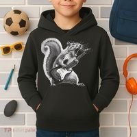 Squirrel Playing Guitar Rock And Roll Kids Hoodie thumb 2