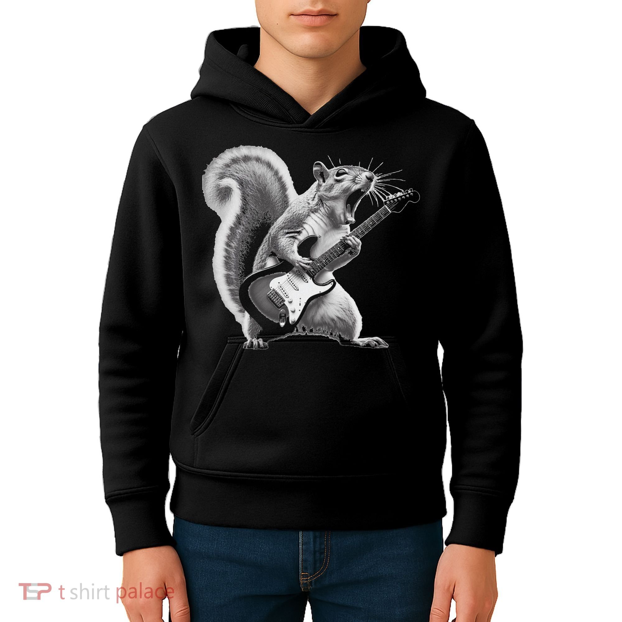 Squirrel Playing Guitar Rock And Roll Kids Hoodie