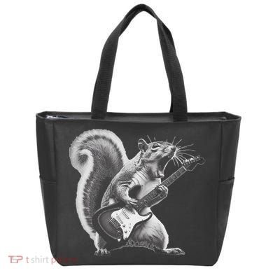 Squirrel Playing Guitar Rock And Roll Tote Bag