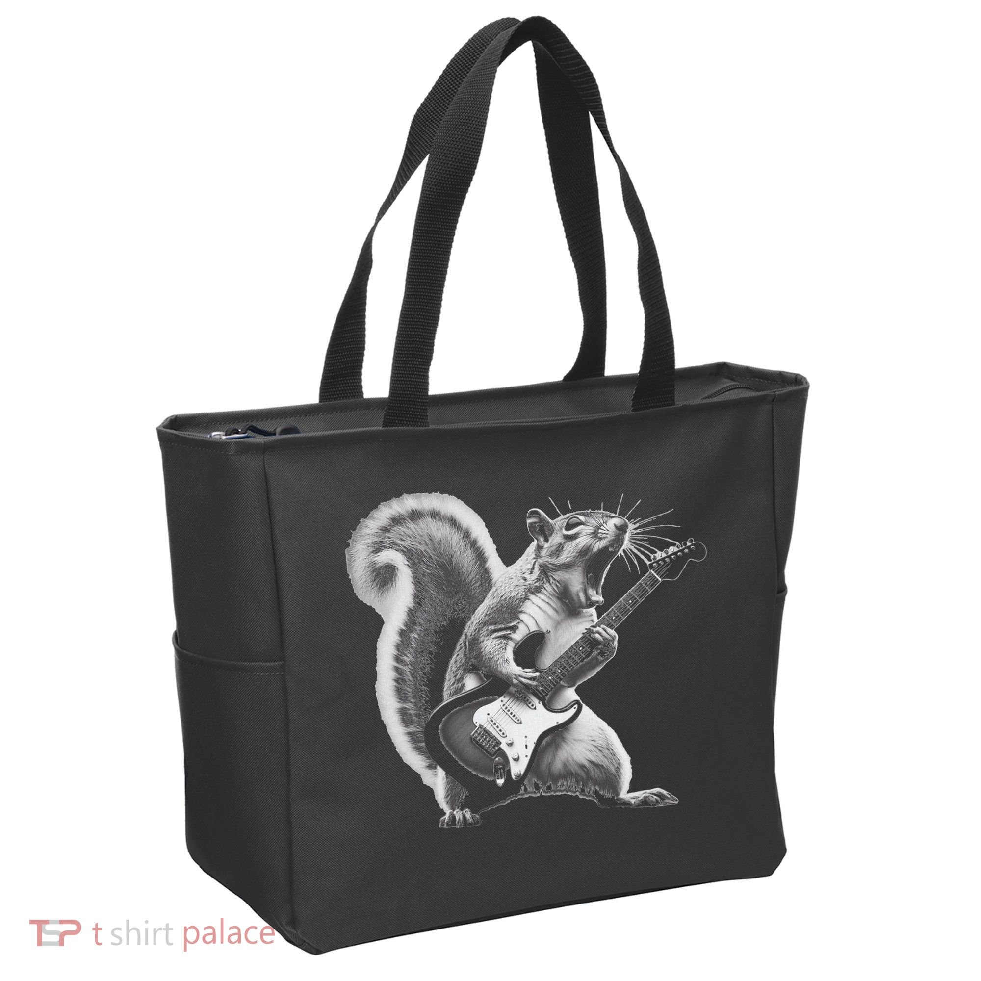 Squirrel Playing Guitar Rock And Roll Tote Bag