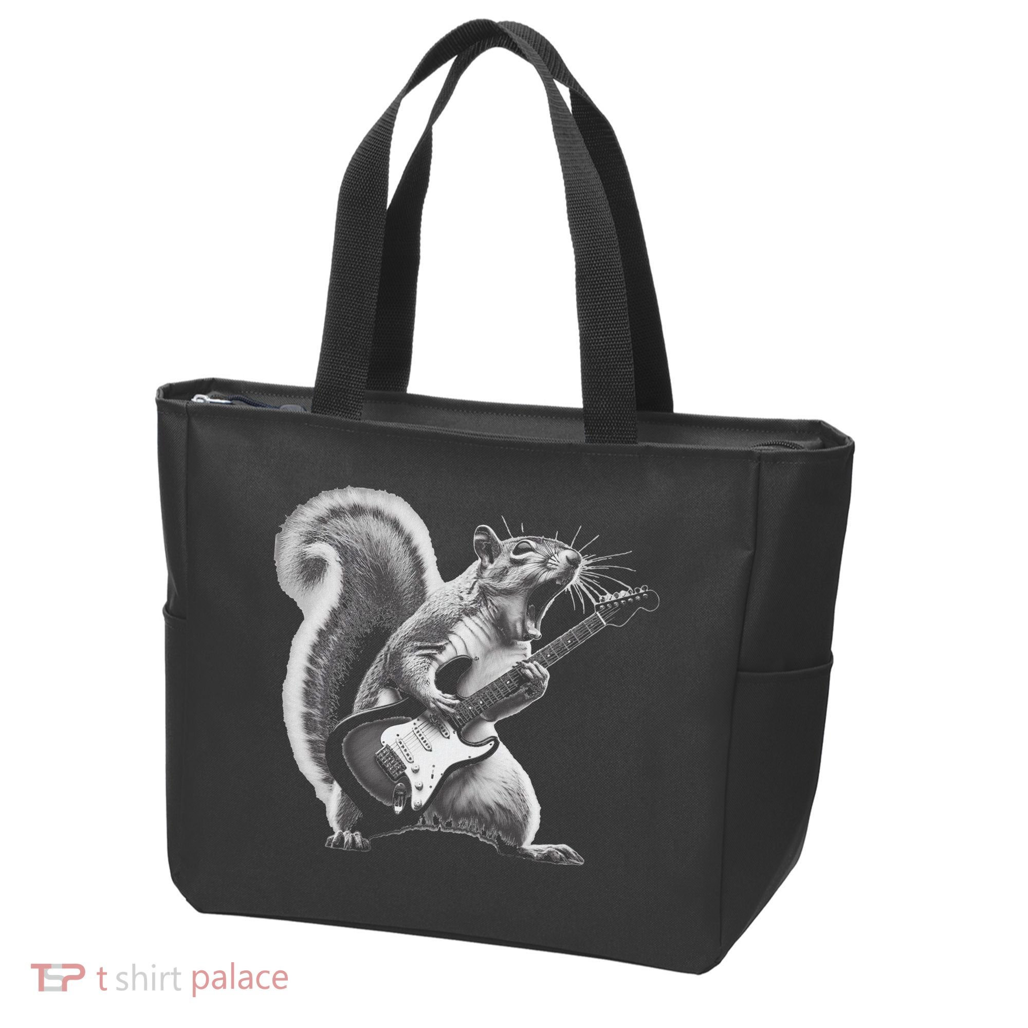 Squirrel Playing Guitar Rock And Roll Tote Bag