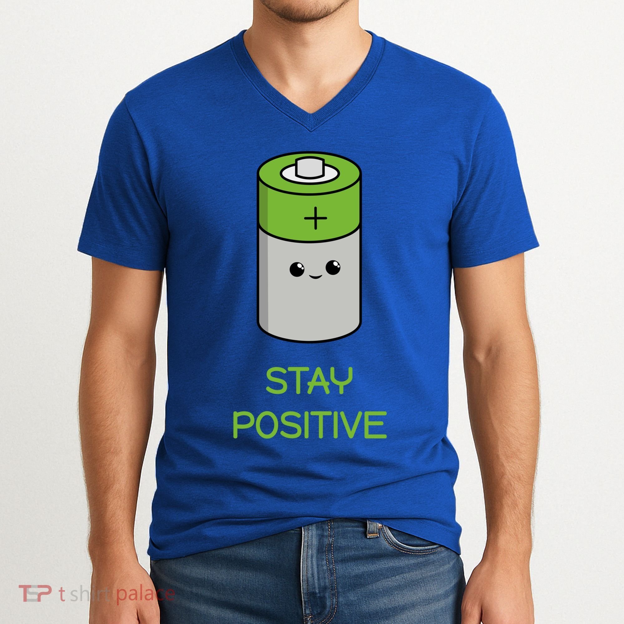 Stay Positive Green Stay Positive Loose Happy For Life Cute Gift V-Neck T-Shirt