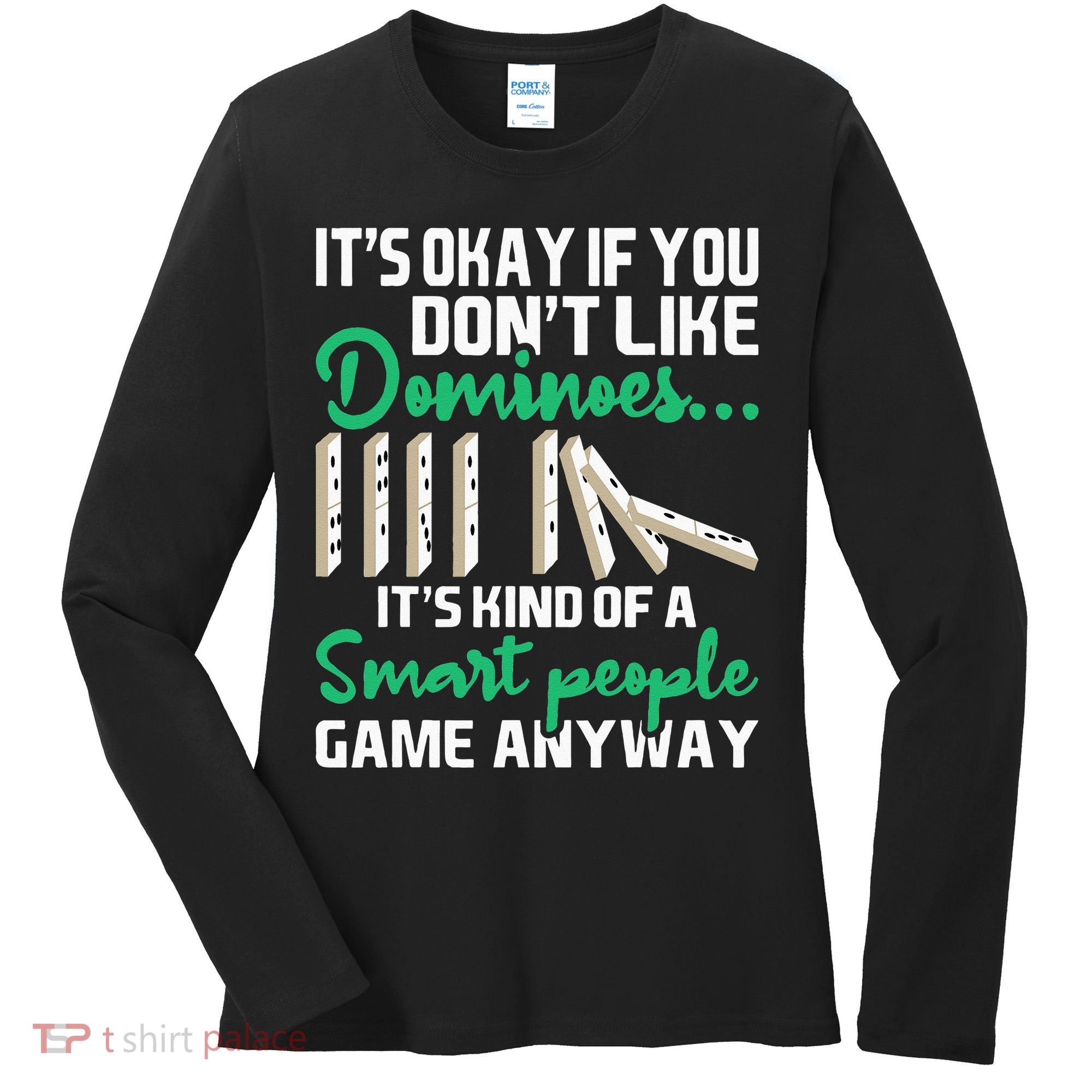 Smart People Game Anyway Dominoes Lover Domino Player Women's Long Sleeve Shirt