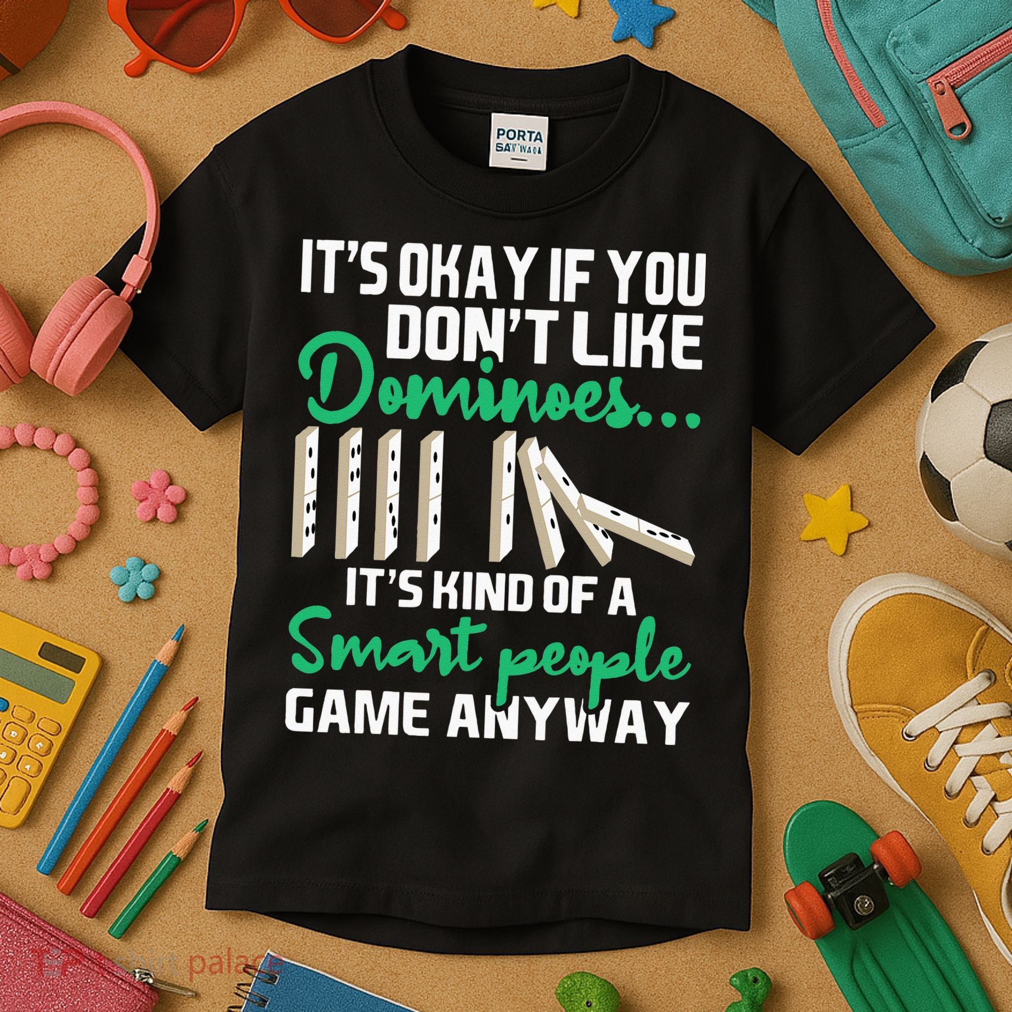 Smart People Game Anyway Dominoes Lover Domino Player Kids T-Shirt