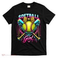 Softball Player Girl Ice Cream Softball Drip  T-Shirt thumb 0