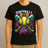Softball Player Girl Ice Cream Softball Drip  T-Shirt thumb 3