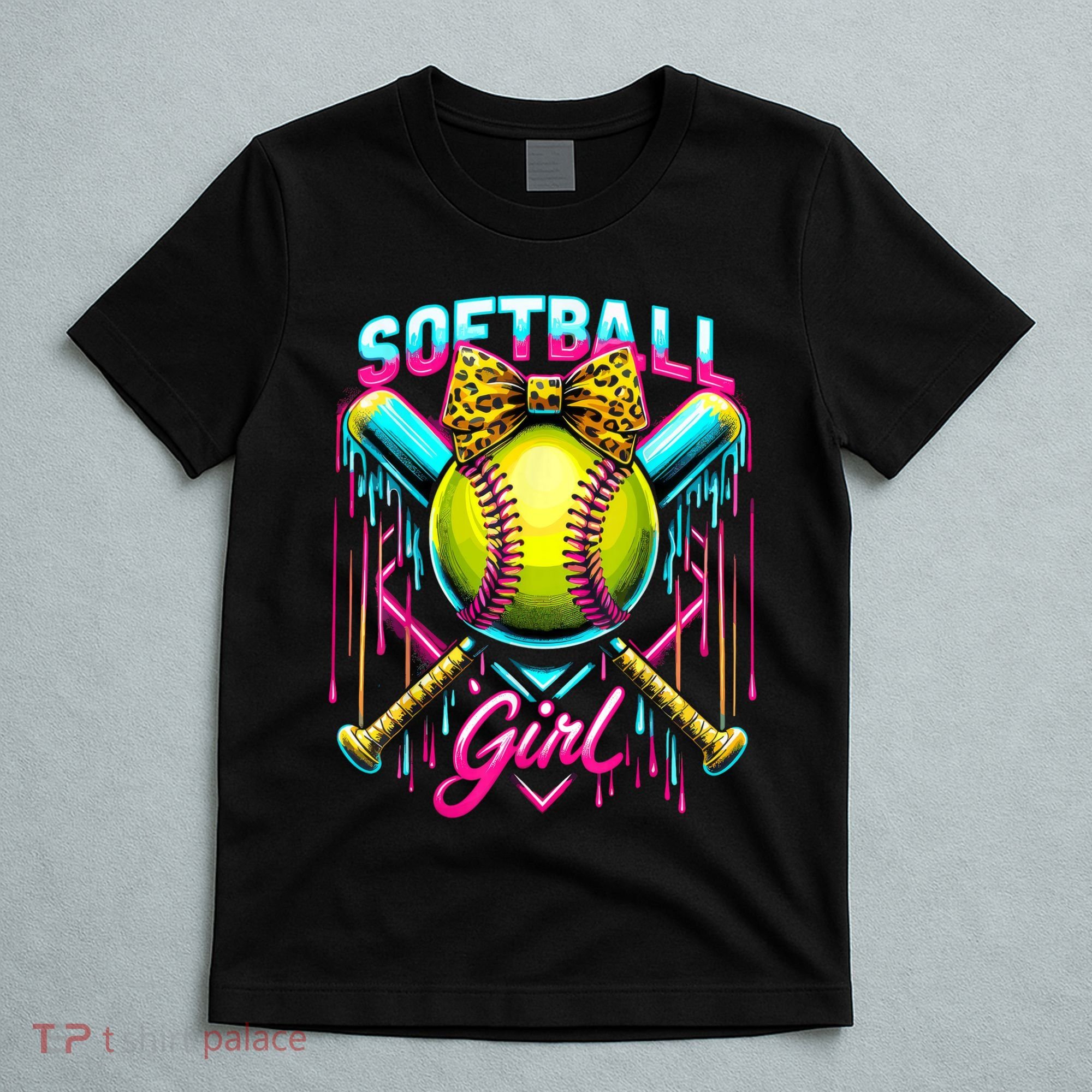 Softball Player Girl Ice Cream Softball Drip  T-Shirt