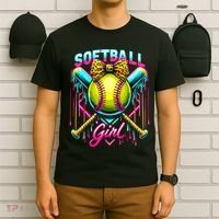 Softball Player Girl Ice Cream Softball Drip  T-Shirt thumb 6