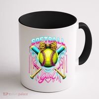 Softball Player Girl Ice Cream Softball Drip  Coffee Mug thumb 1