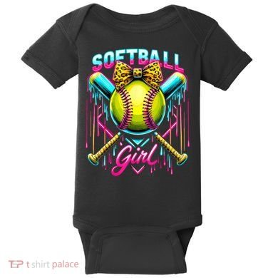 Softball Player Girl Ice Cream Softball Drip  Baby Bodysuit