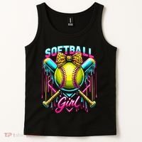 Softball Player Girl Ice Cream Softball Drip  Tank Top thumb 2