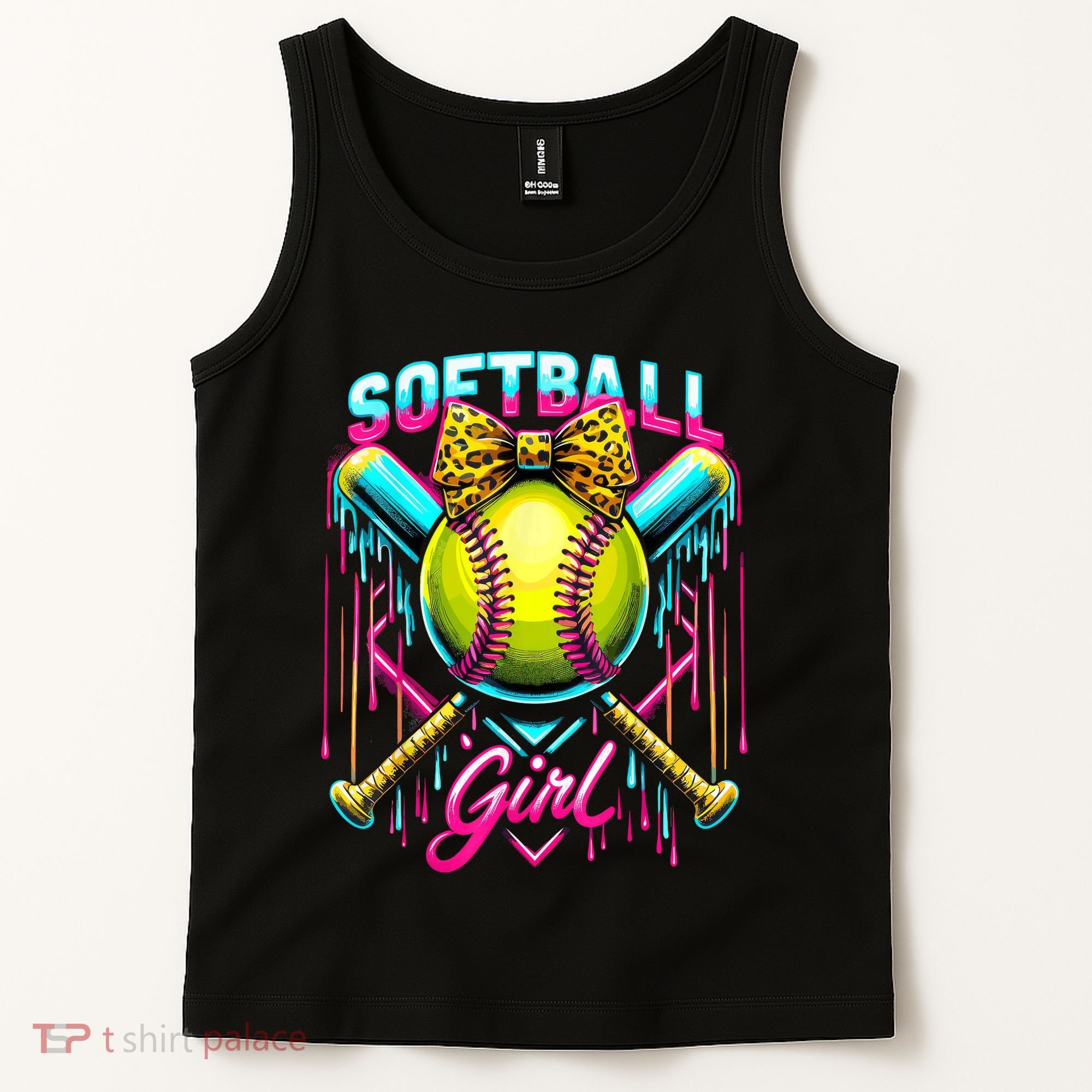 Softball Player Girl Ice Cream Softball Drip  Tank Top