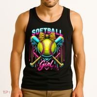 Softball Player Girl Ice Cream Softball Drip  Tank Top thumb 3