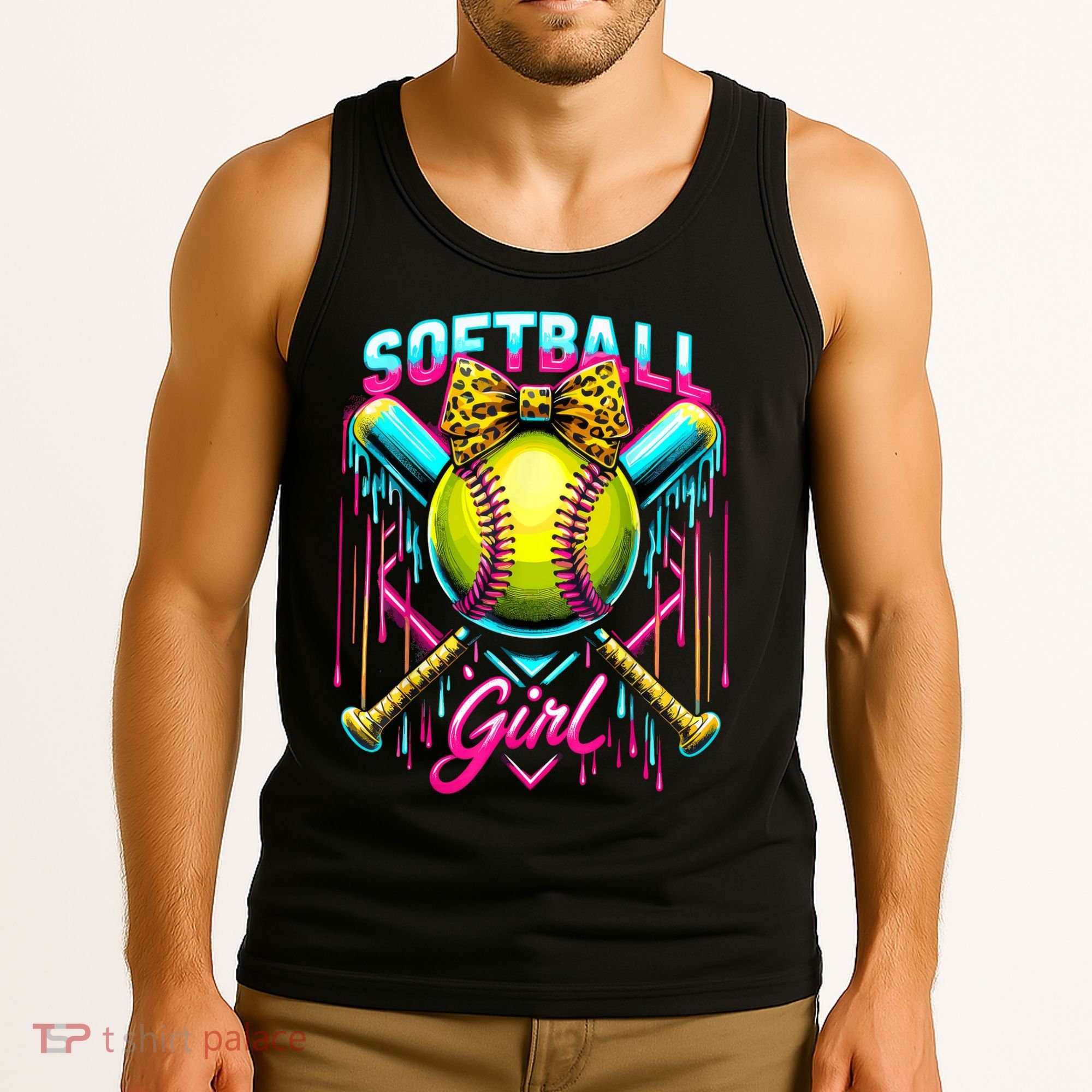 Softball Player Girl Ice Cream Softball Drip  Tank Top
