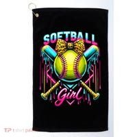 Softball Player Girl Ice Cream Softball Drip  Golf Towel thumb 0
