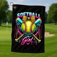 Softball Player Girl Ice Cream Softball Drip  Golf Towel thumb 1