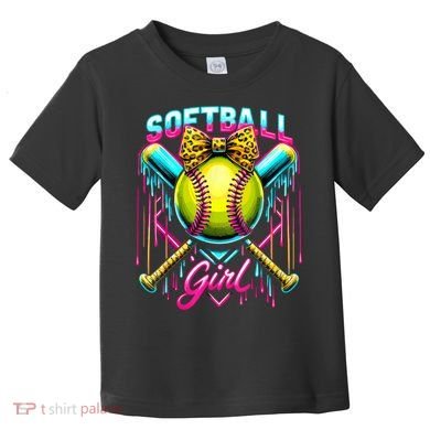Softball Player Girl Ice Cream Softball Drip  Toddler T-Shirt