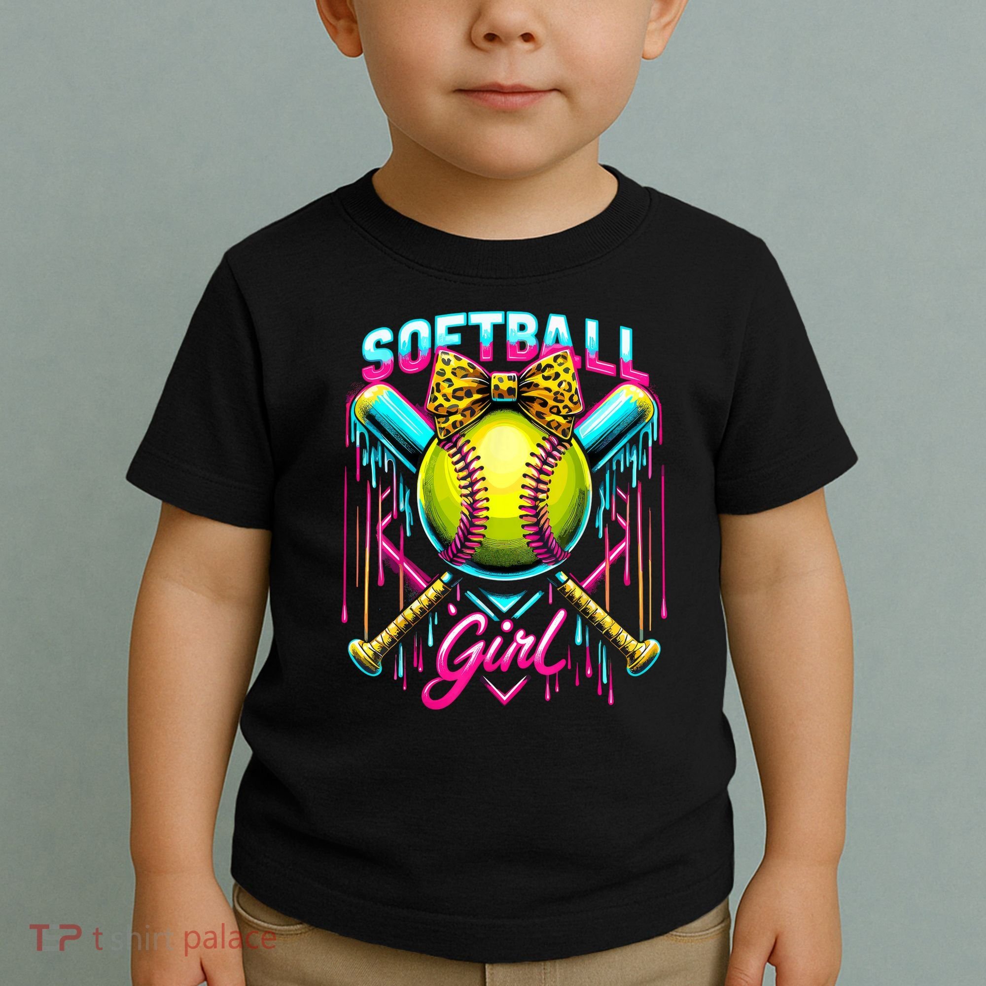 Softball Player Girl Ice Cream Softball Drip  Toddler T-Shirt