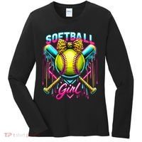 Softball Player Girl Ice Cream Softball Drip  Women's Long Sleeve Shirt thumb 0
