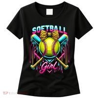 Softball Player Girl Ice Cream Softball Drip  Women's T-Shirt thumb 0
