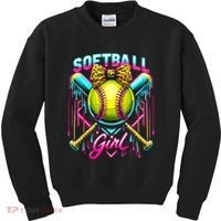 Softball Player Girl Ice Cream Softball Drip  Kids Sweatshirt thumb 0