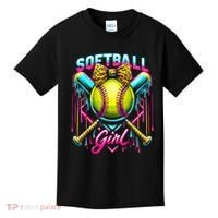 Softball Player Girl Ice Cream Softball Drip  Kids T-Shirt thumb 0