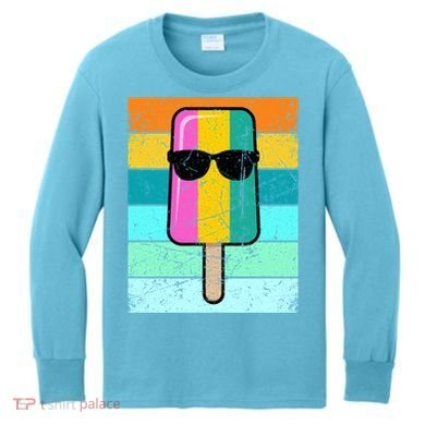 Summer Popsicle Gift Funny Ice Cream Beach Pool Party Gift Kids Long Sleeve Shirt