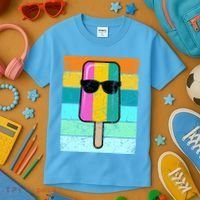 Summer Popsicle Gift Funny Ice Cream Beach Pool Party Gift Kids T-Shirt thumb 3
