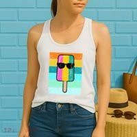 Summer Popsicle Gift Funny Ice Cream Beach Pool Party Gift Women's Tank Top thumb 2