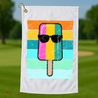 Summer Popsicle Gift Funny Ice Cream Beach Pool Party Gift Golf Towel thumb 1