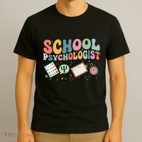 School Psychologist Groovy Psychology Teacher T-Shirt thumb 3