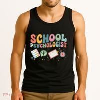 School Psychologist Groovy Psychology Teacher Tank Top thumb 3