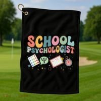 School Psychologist Groovy Psychology Teacher Golf Towel thumb 1