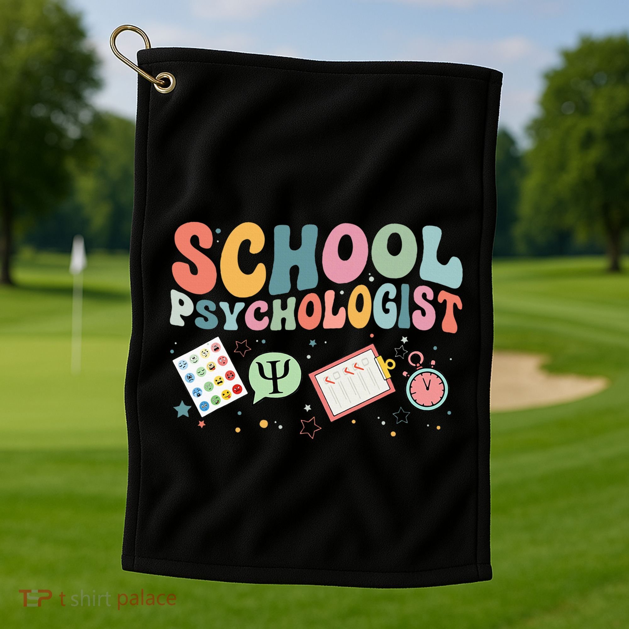 School Psychologist Groovy Psychology Teacher Golf Towel