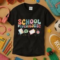 School Psychologist Groovy Psychology Teacher Kids T-Shirt thumb 3