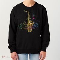 Sax Player Gift Idea Saxophonist Music Notes Saxophone Women's Sweatshirt thumb 0