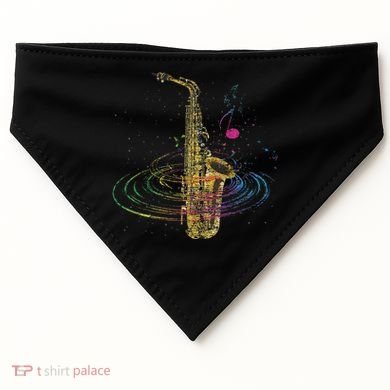 Sax Player Gift Idea Saxophonist Music Notes Saxophone USA-Made Doggie Bandana
