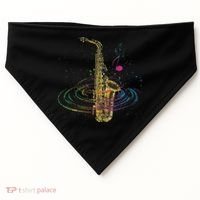 Sax Player Gift Idea Saxophonist Music Notes Saxophone USA-Made Doggie Bandana thumb 0