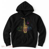 Sax Player Gift Idea Saxophonist Music Notes Saxophone Hoodie thumb 0