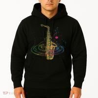 Sax Player Gift Idea Saxophonist Music Notes Saxophone Hoodie thumb 2