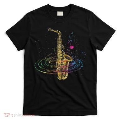Sax Player Gift Idea Saxophonist Music Notes Saxophone T-Shirt