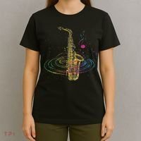 Sax Player Gift Idea Saxophonist Music Notes Saxophone T-Shirt thumb 4