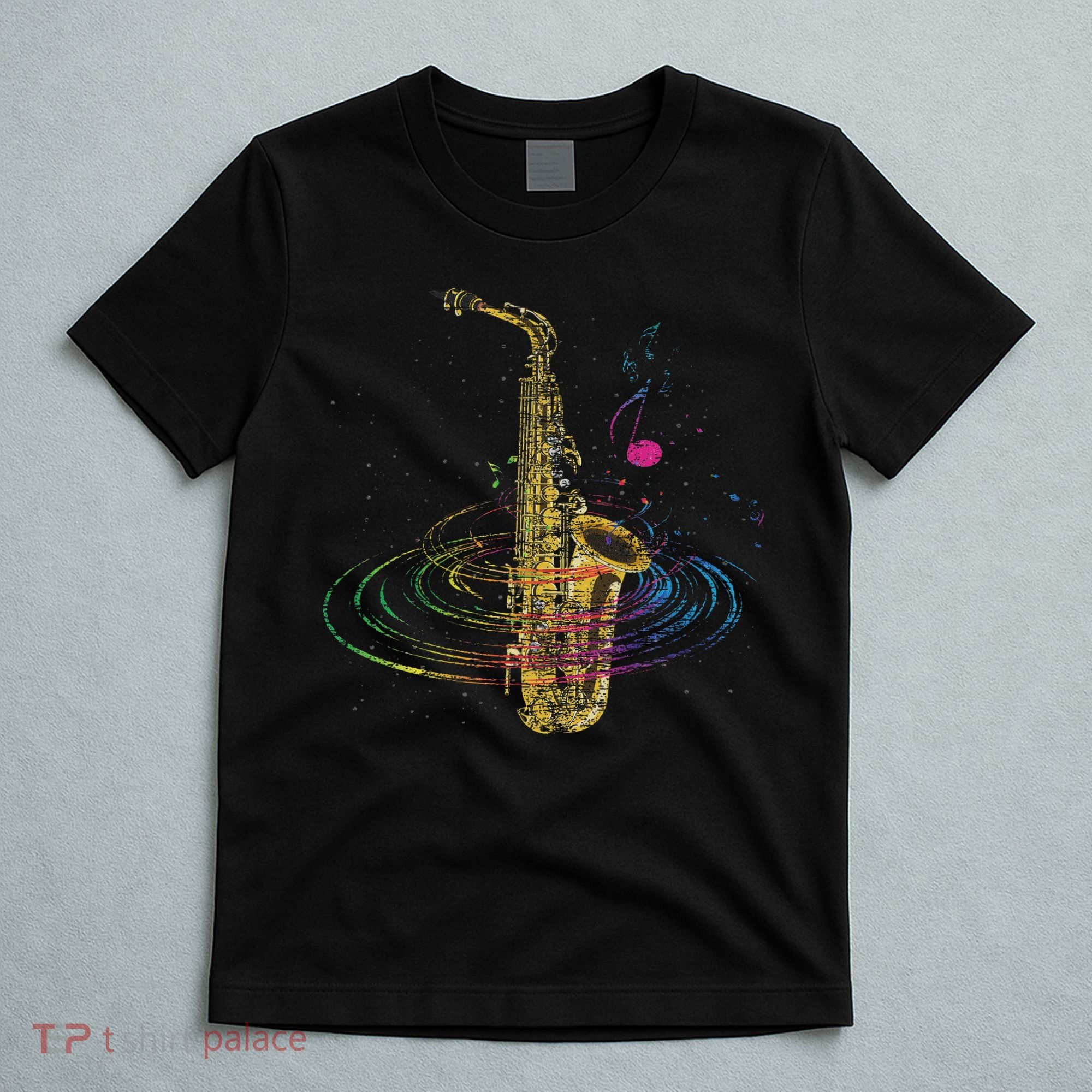 Sax Player Gift Idea Saxophonist Music Notes Saxophone T-Shirt