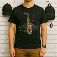 Sax Player Gift Idea Saxophonist Music Notes Saxophone T-Shirt thumb 6