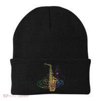 Sax Player Gift Idea Saxophonist Music Notes Saxophone Beanie thumb 0