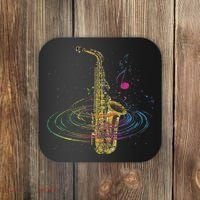 Sax Player Gift Idea Saxophonist Music Notes Saxophone Coaster thumb 0