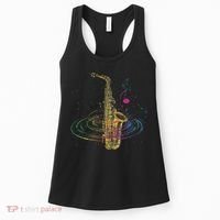Sax Player Gift Idea Saxophonist Music Notes Saxophone Women's Tank Top thumb 0