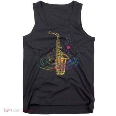 Sax Player Gift Idea Saxophonist Music Notes Saxophone Tank Top