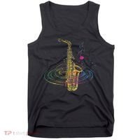 Sax Player Gift Idea Saxophonist Music Notes Saxophone Tank Top thumb 0